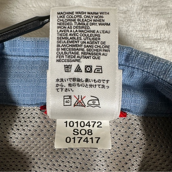 The North Face Shirt Women Size L Blue Long Sleeve Zipped Pockets Button Up EUC - Picture 8 of 12